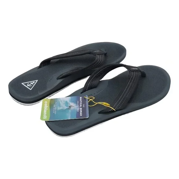 Cobian Men's Anchor Sandals - Black Casual Flip Flops Size 11 - Picture 3 of 6